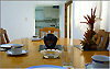 Dining table and view towards the kitchen